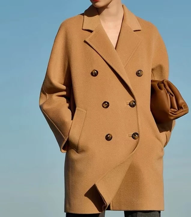 【801短款纯绒】经典款100纯山羊绒双面羊绒中款大衣XWY9802