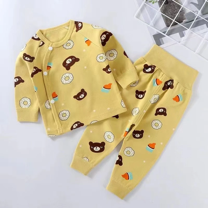 男宝女宝可爱卡通春秋分体两件套儿童纯棉无骨缝制高腰护肚套装