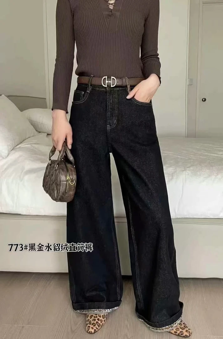 773 新款加厚加绒牛仔直筒裤