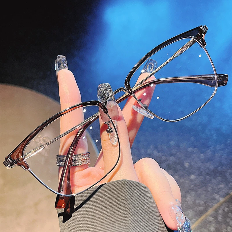 24-近视眼镜男款可配有度数痞帅文艺理工男半框眼镜复古眉毛架