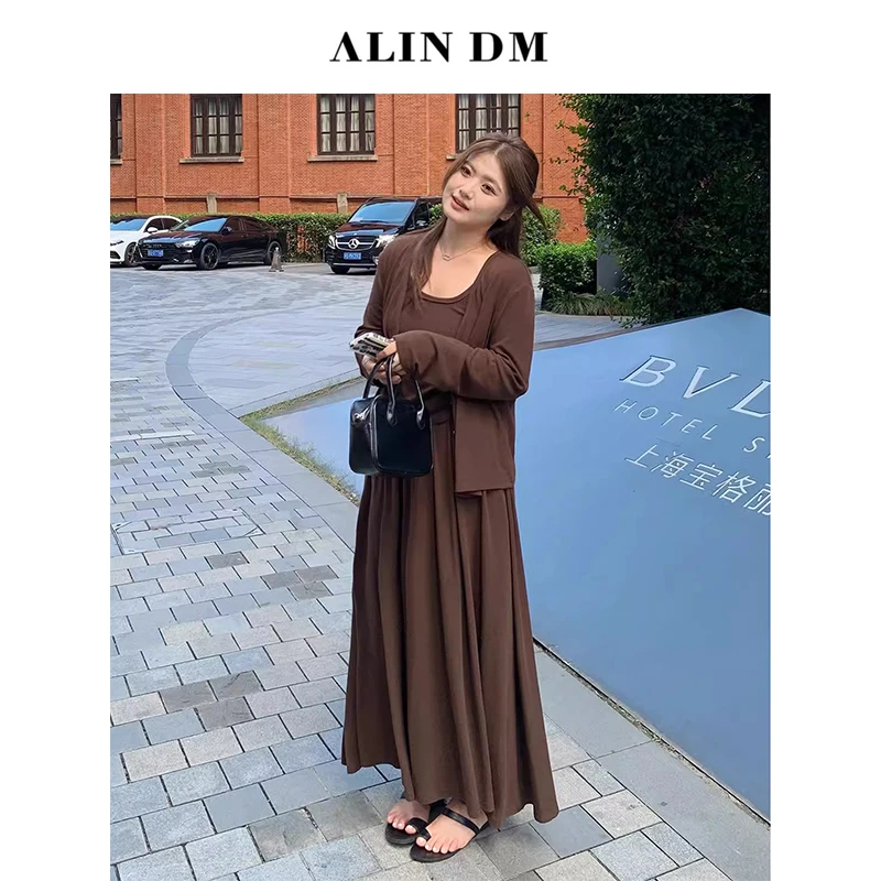 ALINDM【ALINDM年终大清仓】大码胖mm开衫半裙背心200斤显瘦KG3868