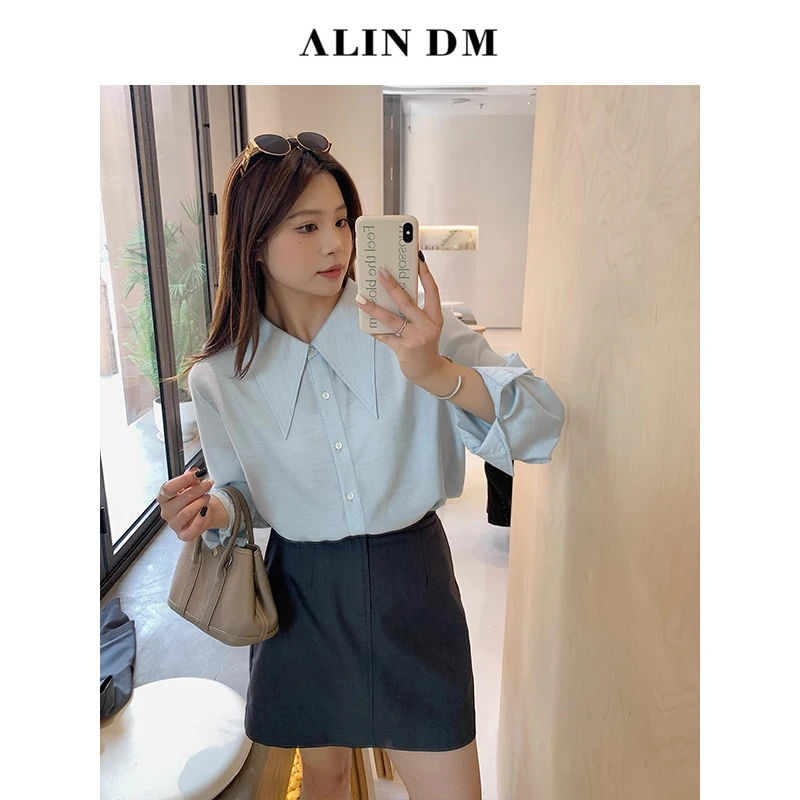 ALINDM【髙智亦舒】大码微胖MM遮肉显瘦韩系衬衫-AS25902