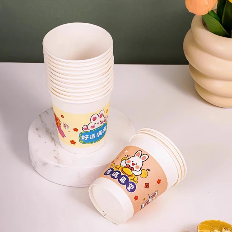 一次性纸杯加厚家用商用茶水杯子奶茶杯加硬特厚品尝杯可爱创意