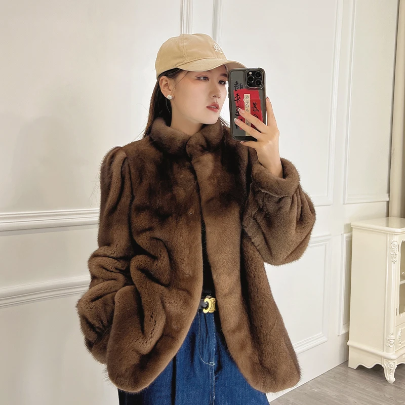 T-60秋冬新款进口水貂皮草女外套气质时尚整貂百搭