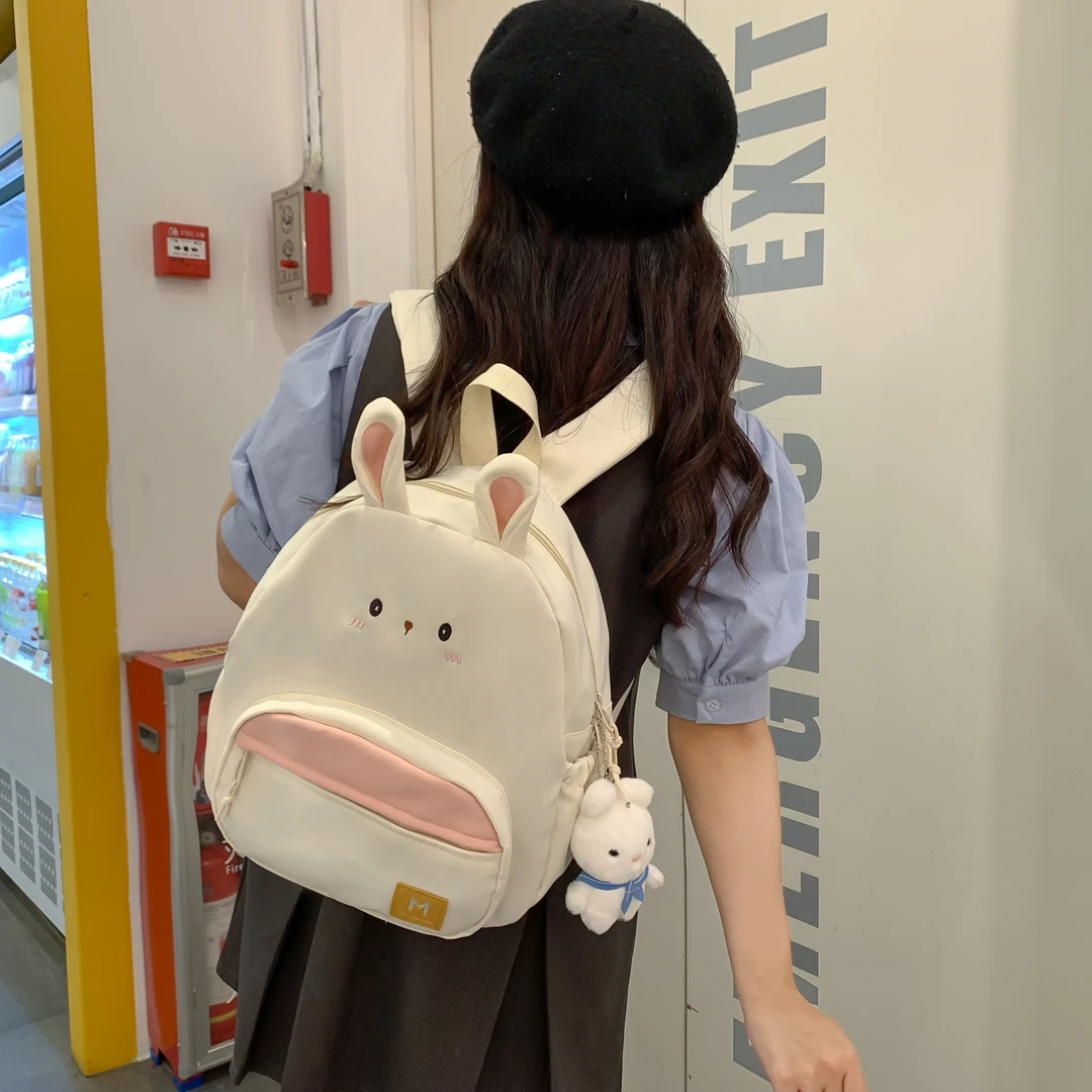 mingdiandian可爱兔子卡通小书包女搞怪学生软妹双肩包少女背包