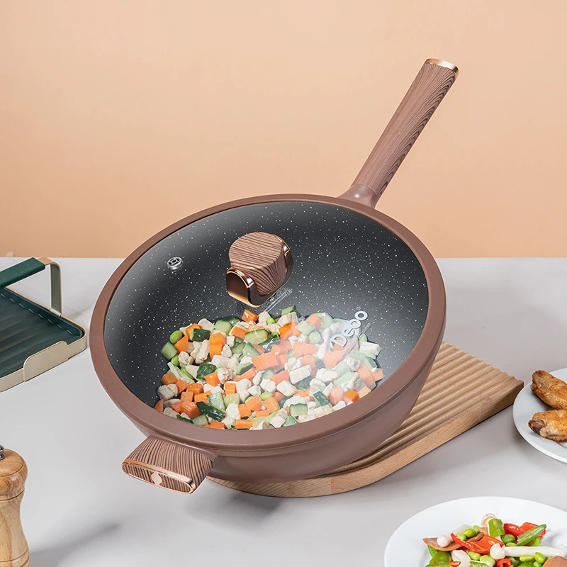 Debo德铂新款高颜值含钛合金不粘炒锅炒菜锅32CM