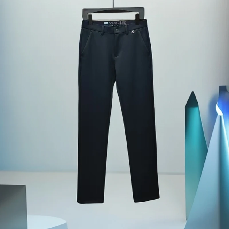 【甄选休闲裤2970】男士轻奢春秋商务经典欧货百搭小直筒黑蓝休闲裤