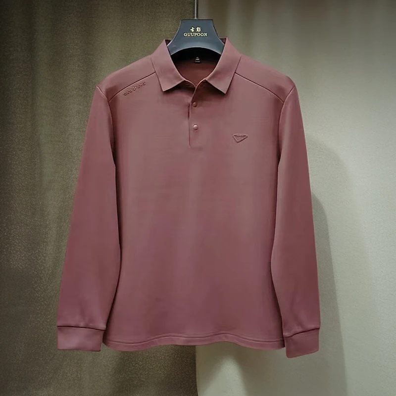 【加绒Polo衫3568】男款商务绅士时尚都市纯色休闲T恤长袖polo衫