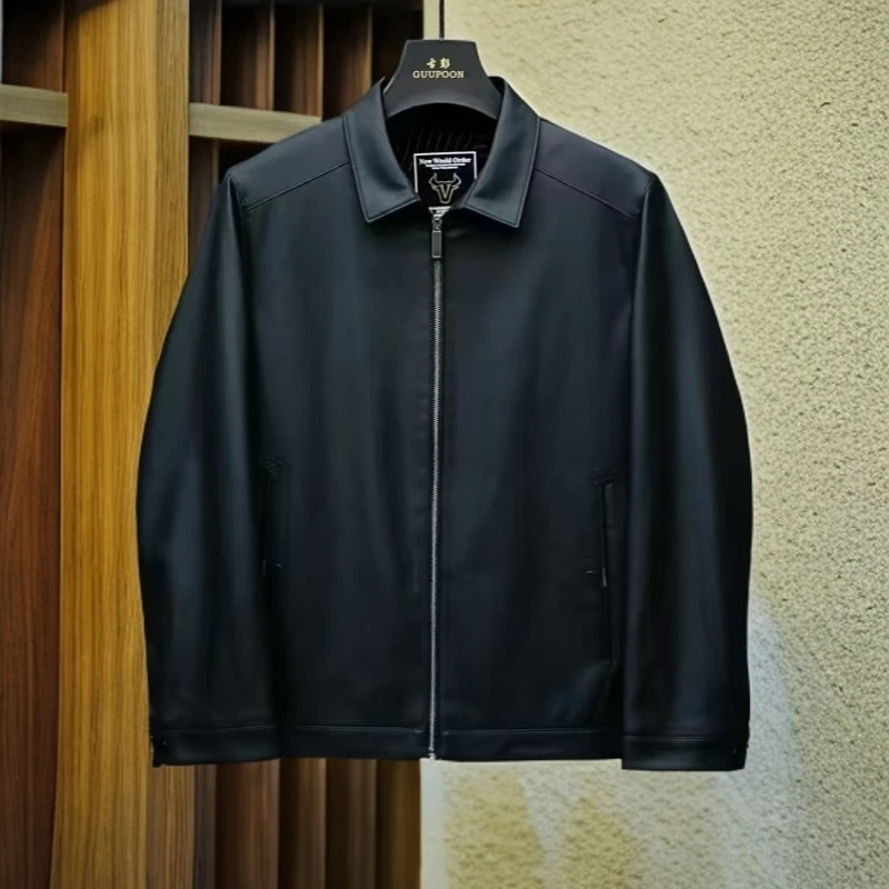 【PU皮夹克8902】男士人造皮商务绅士短款加绒保暖外套翻领夹克衫