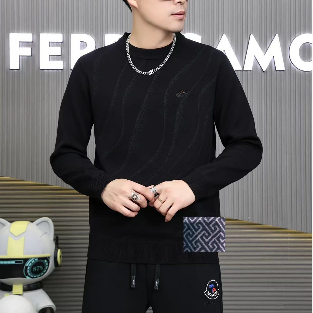 【加绒针织9901】男款商务绅士时尚都市休闲T恤加绒长袖针织卫衣