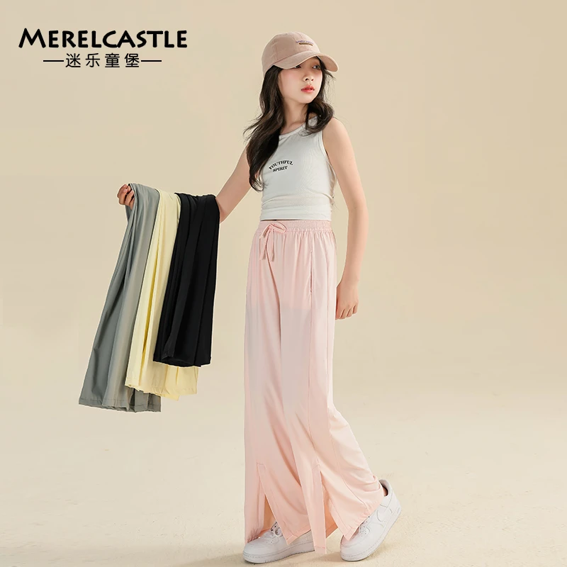 C3391女童网红炸街裤子夏季新款儿童洋气薄款裤大童夏装阔腿裤