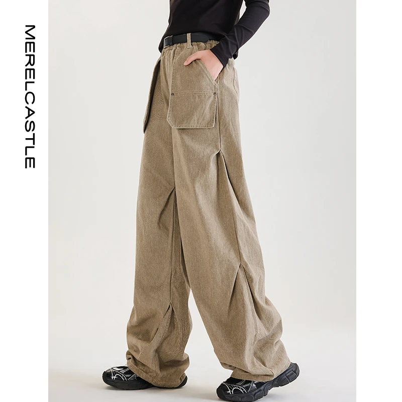 C3969女童工装裤秋装新款儿童洋气春秋款女大童秋季炸街阔腿裤