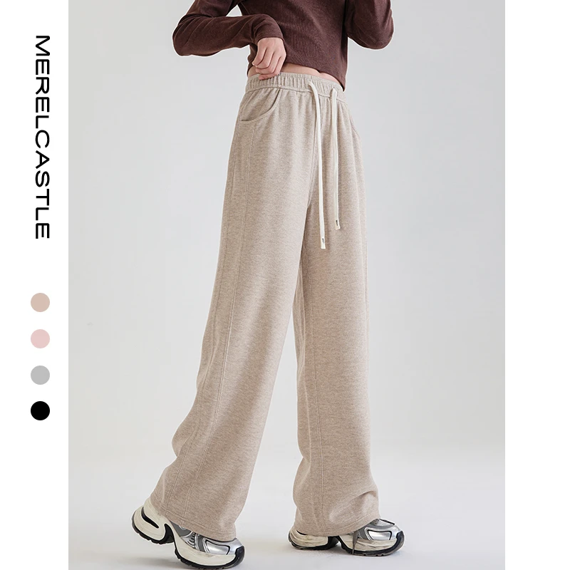 3964女童加绒休闲裤2024新款儿童洋气裤子秋冬大童韩系穿搭阔腿裤