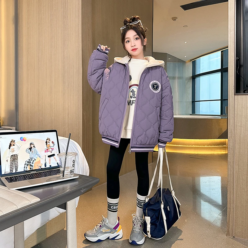 C2957女童冬季女孩棉衣中大童洋气加厚冬款韩版潮保暖棉袄外套