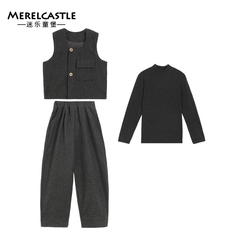 2024秋冬新款女童韩版洋气套装儿童时尚休闲纯色两件套4036