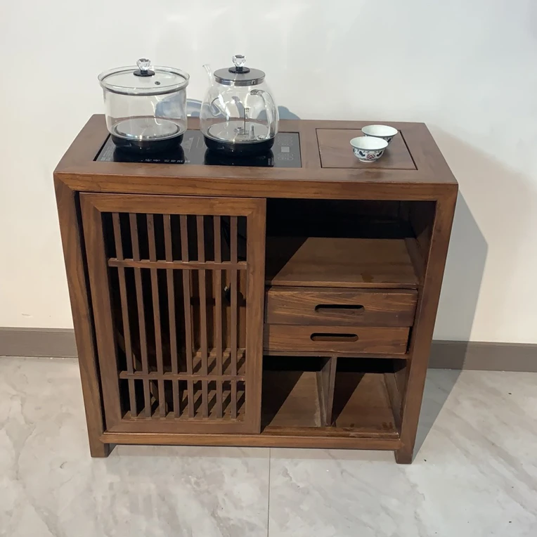 新中式老榆木茶水柜简约家用办公茶边柜茶水台客厅茶柜储物柜烧水