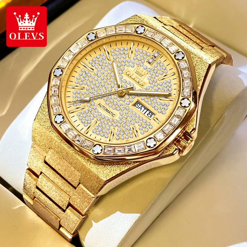 时尚高级满天星男士手表全自动机械表满钻高端霸气瑞士正品男金表