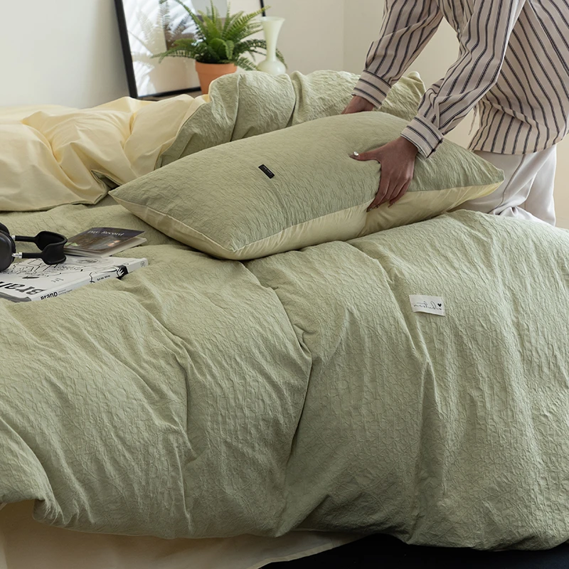 谧境 全棉水洗棉空气层提花亲肤四件套