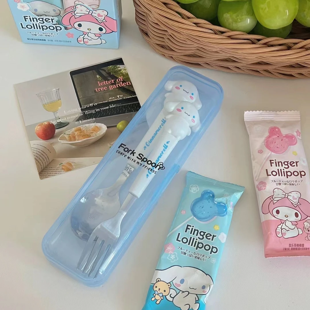 儿童可爱大耳狗勺子套装两件套便携式上班族旅行单人宿舍创意