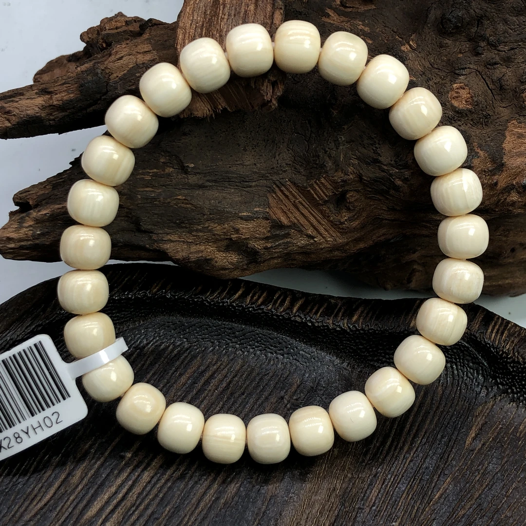 「天然保真附地大证书」天然猛犸牙单圈玉化老型手串8mm+