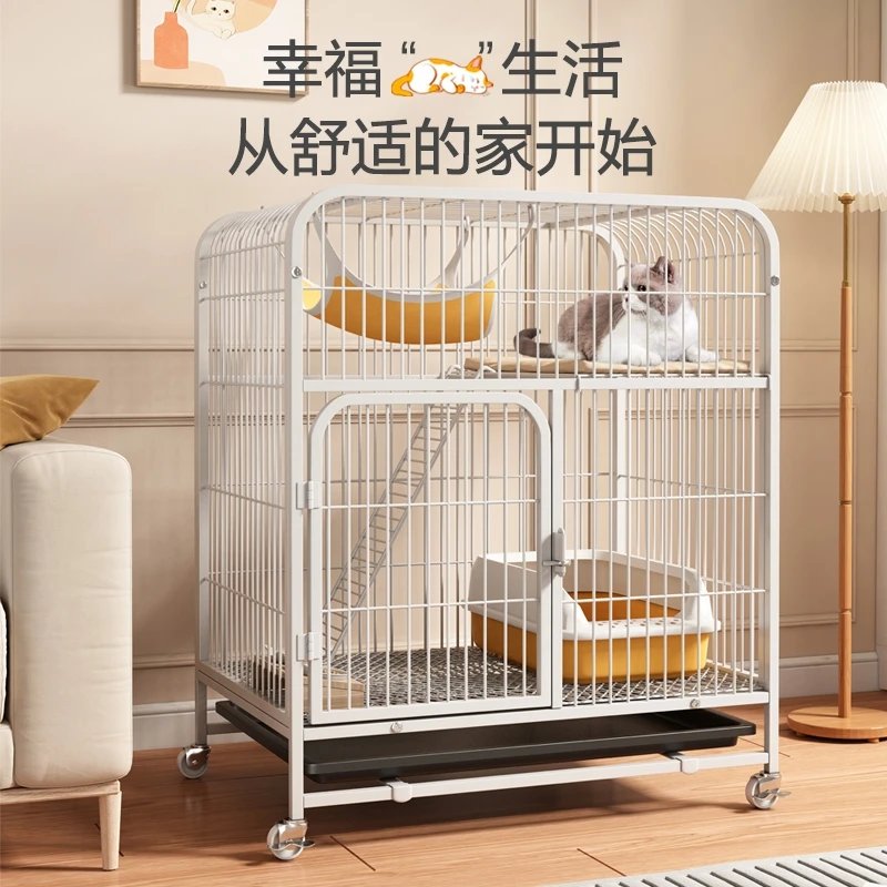 【家用猫笼子】室内别墅两层超大自由空间猫窝猫厕一体猫咪屋舍猫空