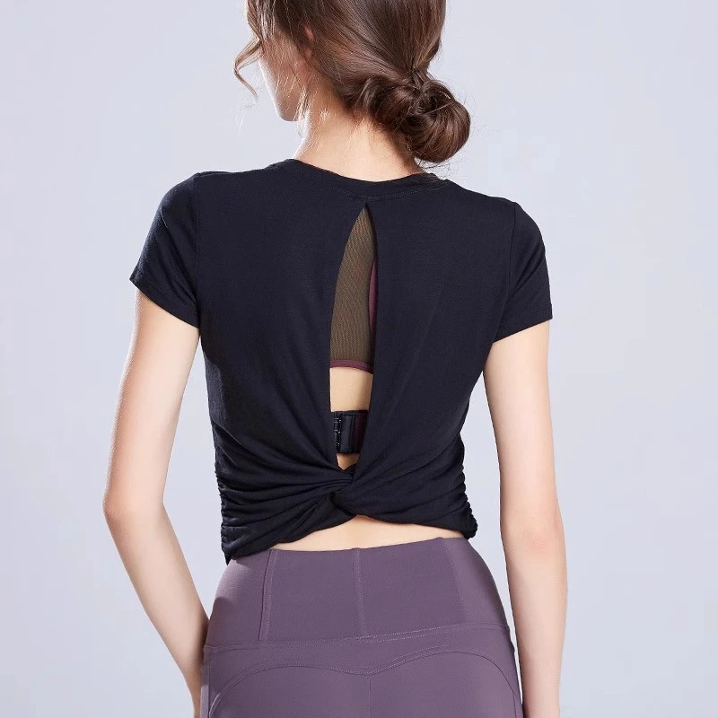 瑜伽服薄款外穿修身显瘦专业跑步运功训练速干健身T恤女夏季上衣