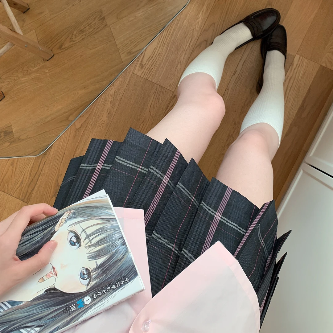 【恋岛】栗花熊原创jk制服格裙学院风短裙半身裙校供显白百褶裙女