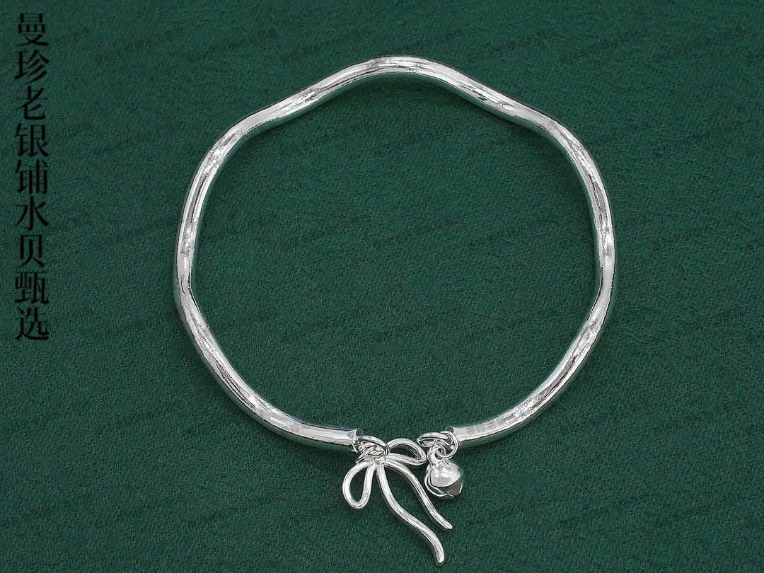 足银手镯 836 足银999.9 开口莫比乌斯蝴蝶结 小清新时尚少女手镯