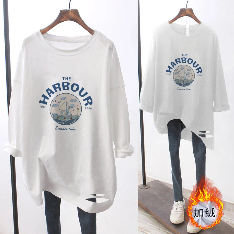 秋冬季打底衫女装内搭设计感小众上衣中长款宽松保暖德绒长袖t恤