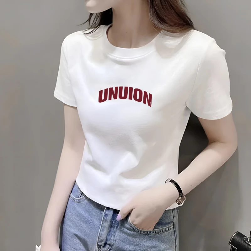 美式正肩白色纯棉短袖t恤女2025新款内搭夏季修身短款上衣打底衫