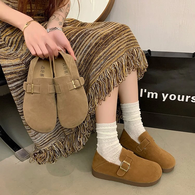 厚底防滑勃肯鞋早秋新款懒人一脚蹬两穿勃肯单鞋