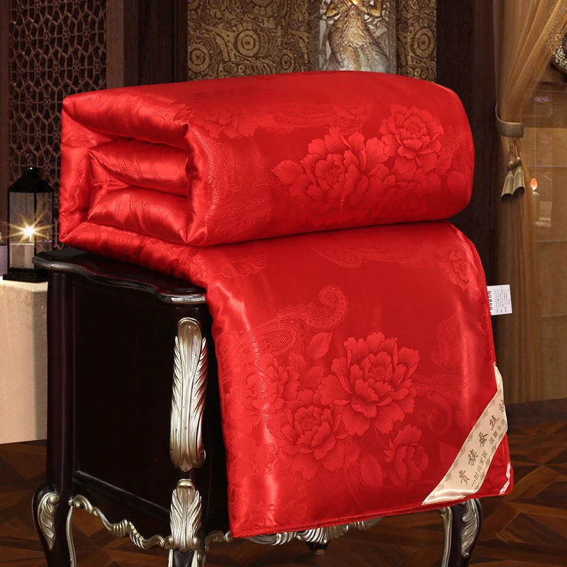 结婚被子蚕丝被新娘坐福被棉被陪嫁女方陪嫁必备品冬喜被子母被芯