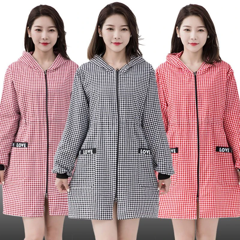 【爆款热卖】网红纯棉正穿带袖罩衣围裙女居家上班防污工作服连帽