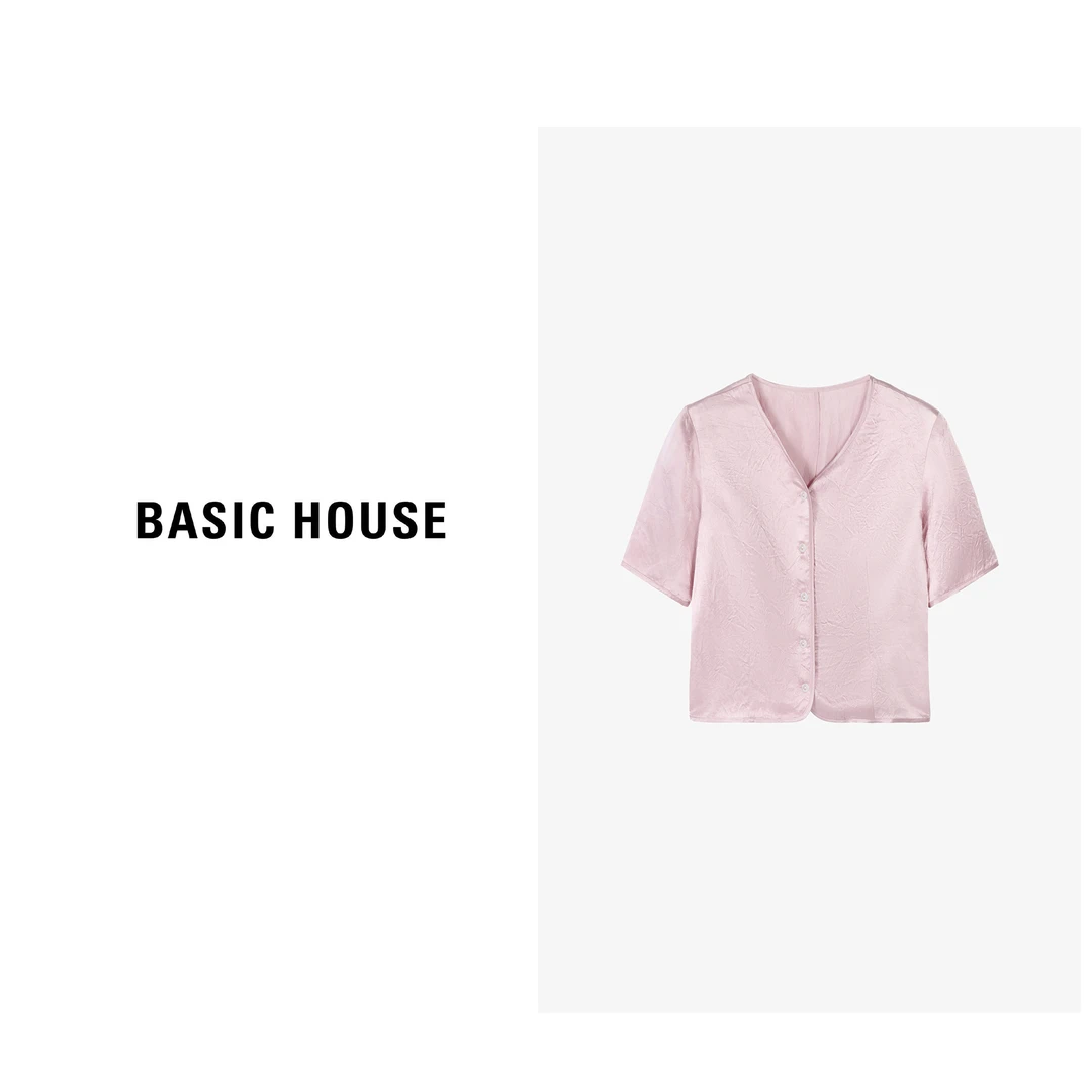 Basic House/百家好夏季女士纯欲慵懒风女装气质短袖-B0624B5U562