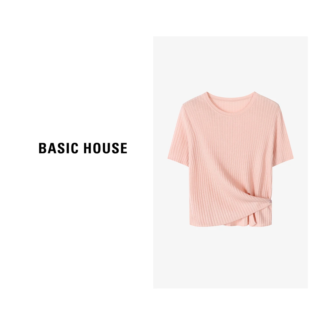 【王雪糕专属】Basic House/百家好设计纹理短袖针织衫-B0624A5A022