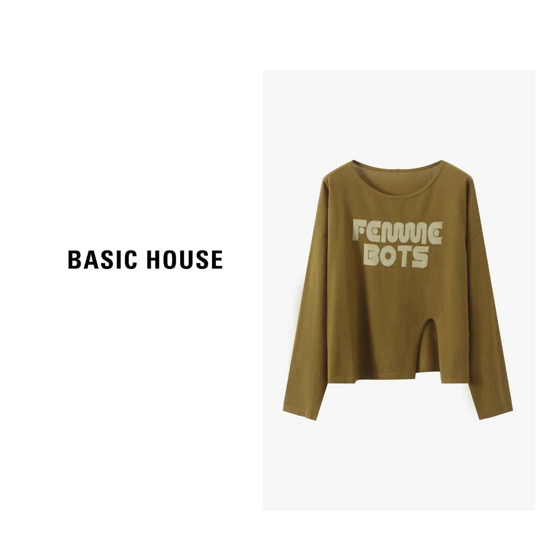 【籽言专属】Basic House/百家好设计时尚印花针织衫-B0623B5AF82
