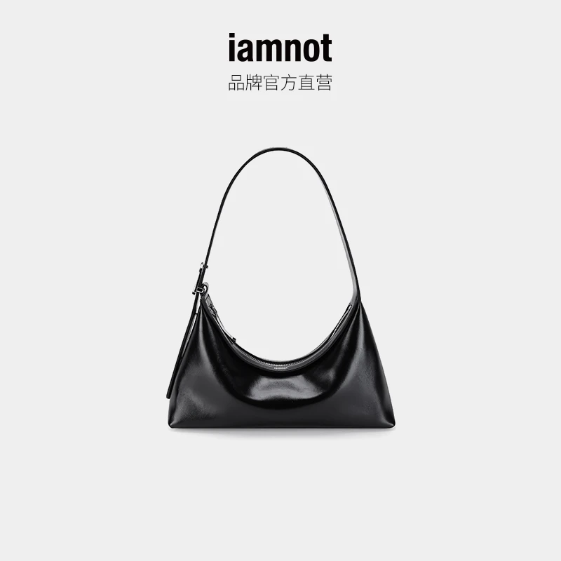 iamnot新月油蜡纹堆堆包小众设计大容量通勤单肩腋下包