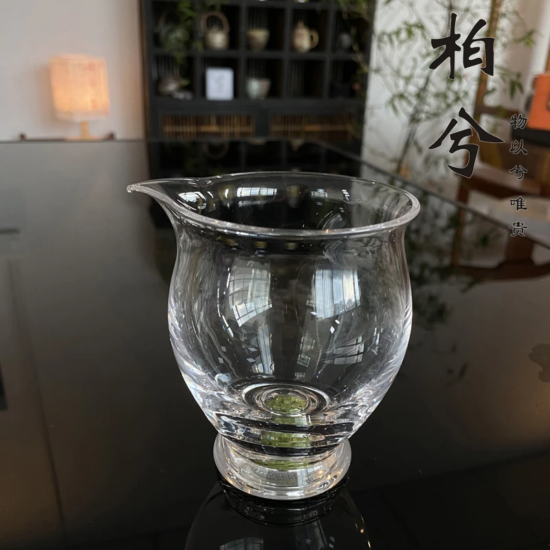橄榄石水晶玻璃公道杯无把杯口描金加厚分茶泡茶分茶器家用办公室