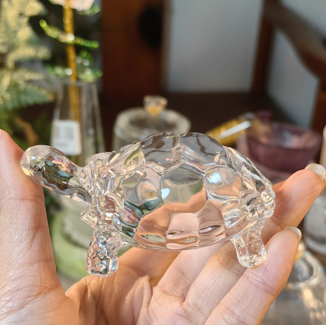 创意水晶玻璃工艺品乌龟摆件招财客厅书房送礼物桌面动物祝福透明
