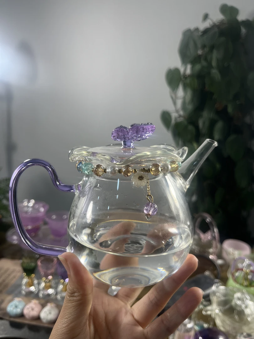 透明紫色茶壶耐热玻璃煮茶壶电陶炉煮茶壶单壶家用茶具