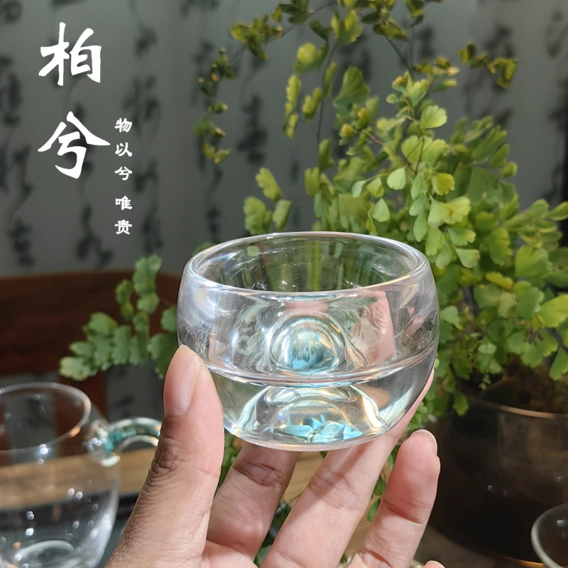 绿松石小茶杯个人专用主人杯水杯水晶玻璃功夫茶具喝茶精致小杯子