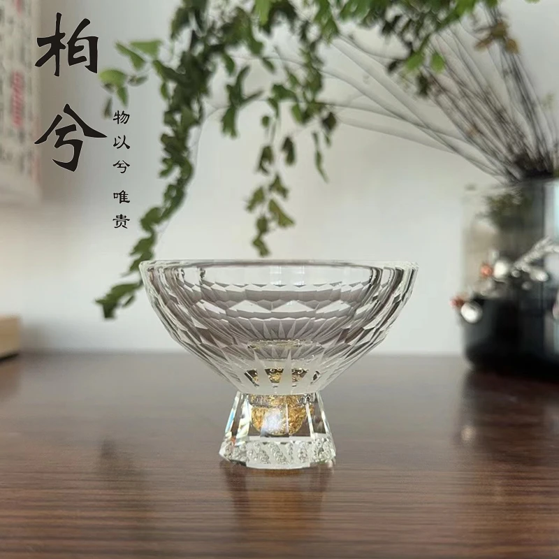斗笠杯主人杯单杯个人专用喝茶杯子单个高级水晶玻璃茶盏高端精致