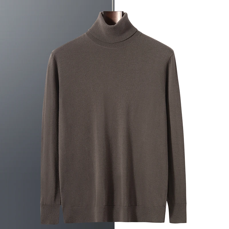 100男士精纺纯山羊绒高领秋冬季新款针织打底毛衣男款