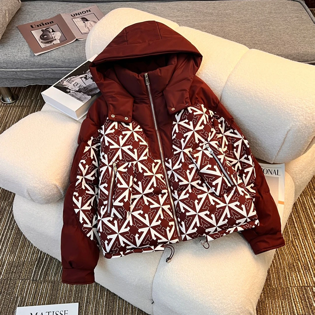 2024冬季新款时尚拼接棉衣棉服洋气短款休闲宽松保暖棉袄潮流外套