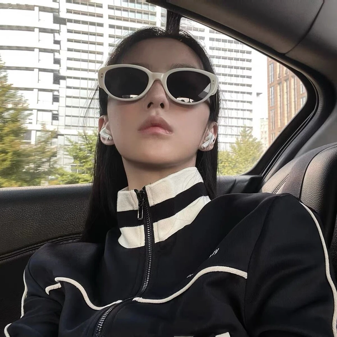 复古猫眼太阳镜潮流辣妹ins时尚女高级感网红椭圆百搭护眼墨镜男