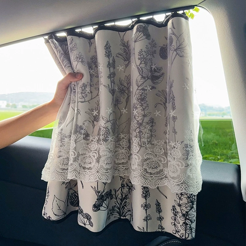 滑轨车帘汽车轨道式遮阳帘车内窗帘后排侧窗防晒遮光宝宝儿童婴儿