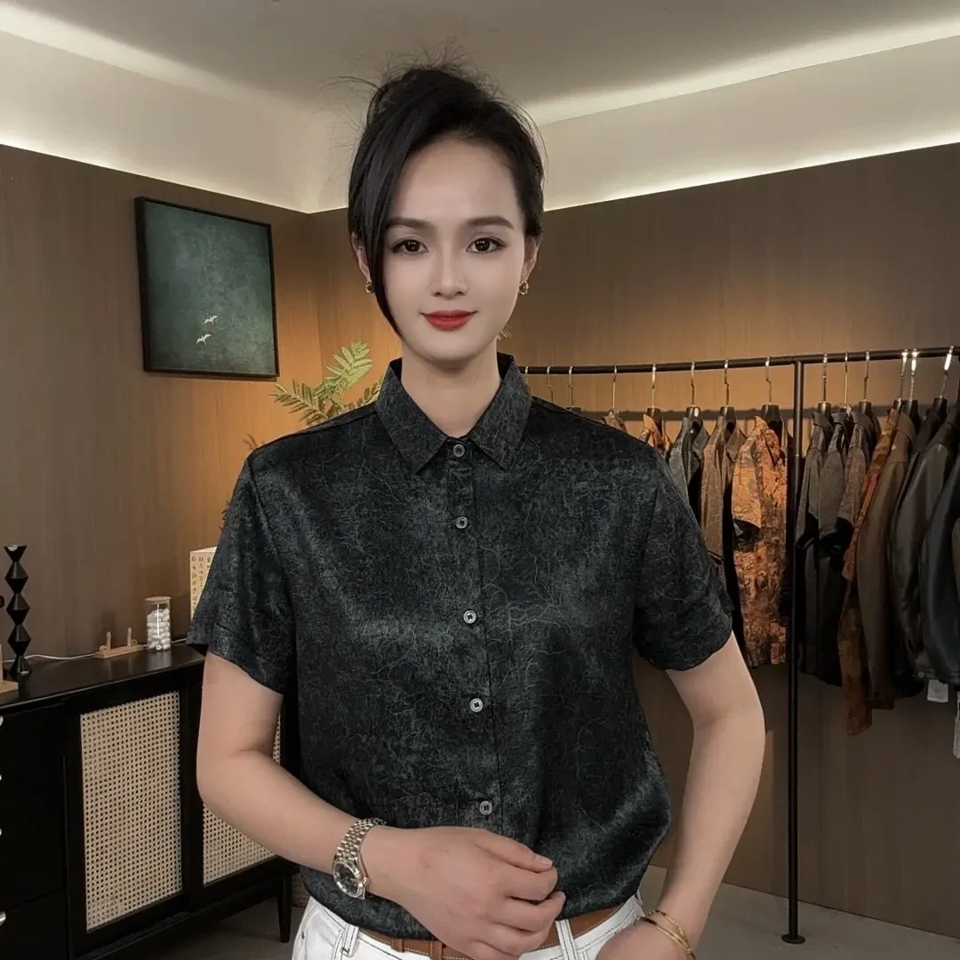 2025夏装（桑蚕丝）衬衫新款轻奢时尚短袖抗皱透气凉感高端衬衣-C3