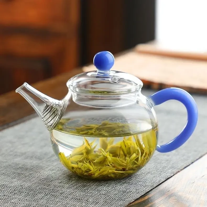 加厚小容量耐热玻璃茶壶带过滤花茶壶个人家用掌上小号功夫泡茶壶