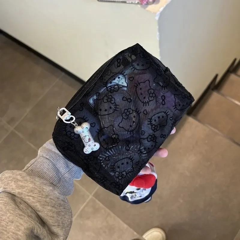 可爱kitty网纱补妆包日用便携外出数据线杂物收纳包便携包