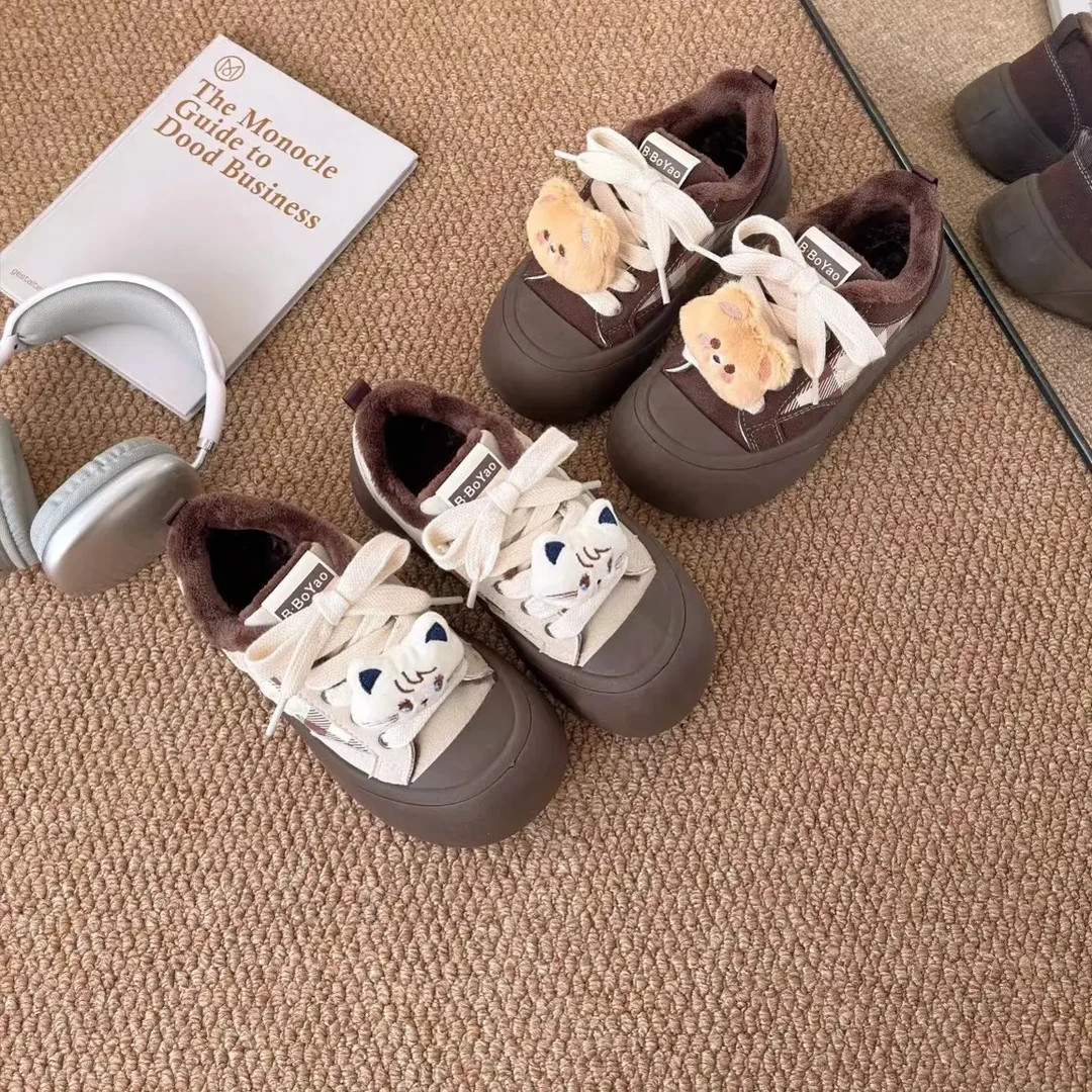 拼色棉鞋休闲风冬季大头鞋